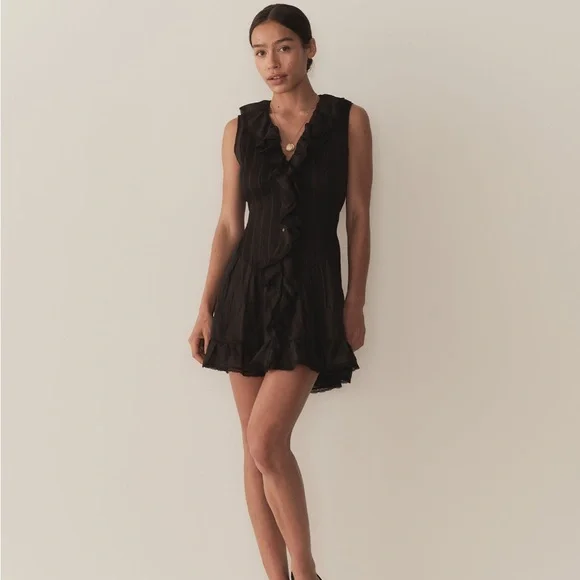Doen Black Ruffle Mini Dress - Picture 2 of 8